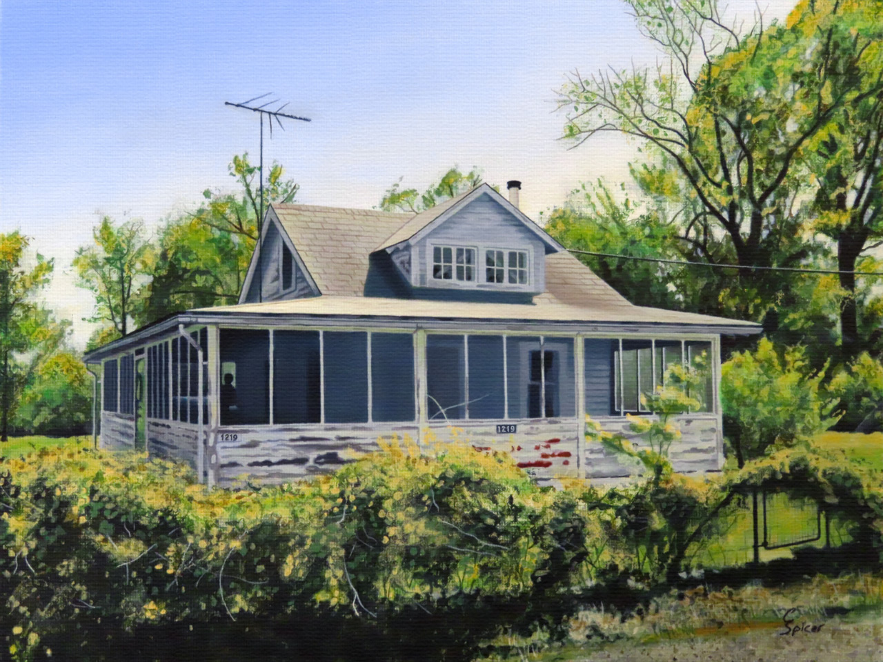 Cottage on Holly Ave - Painting by Christopher Spicer