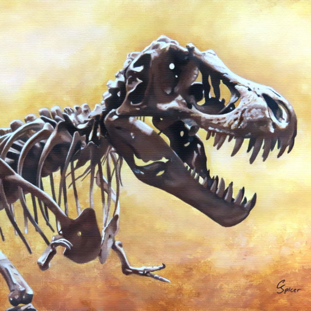 Tyrannosaurus Skeleton - Painting by Christopher Spicer